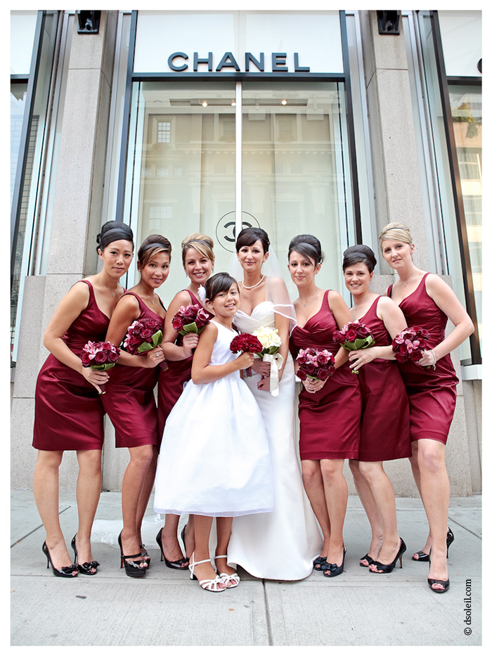 The bridesmaids in front of Chanel in downtown Vancouver
