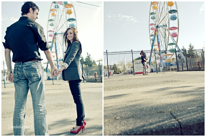 Engagement photo session at Playland