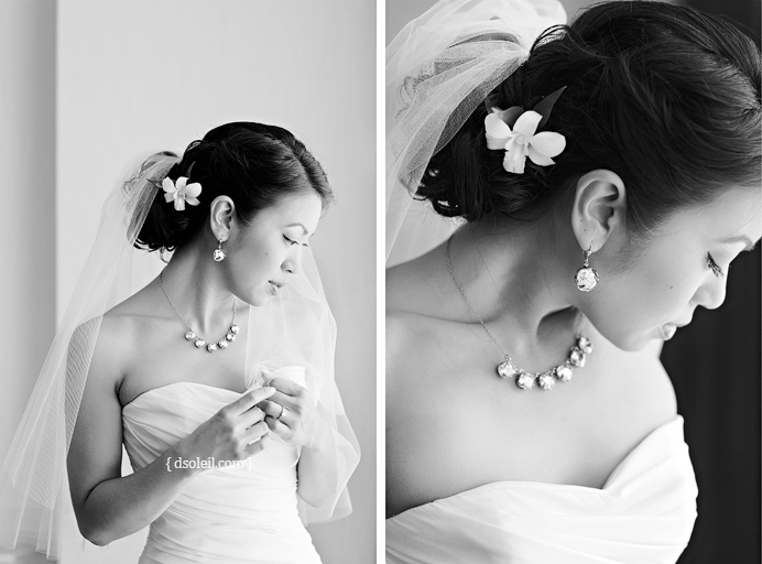 Bride getting ready before her wedding at Cecil Green Vancouver