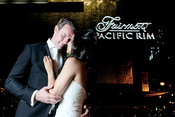 Outside the Fairmont Pacific Rim hotel wedding Outside the Fairmont Pacific Rim hotel wedding