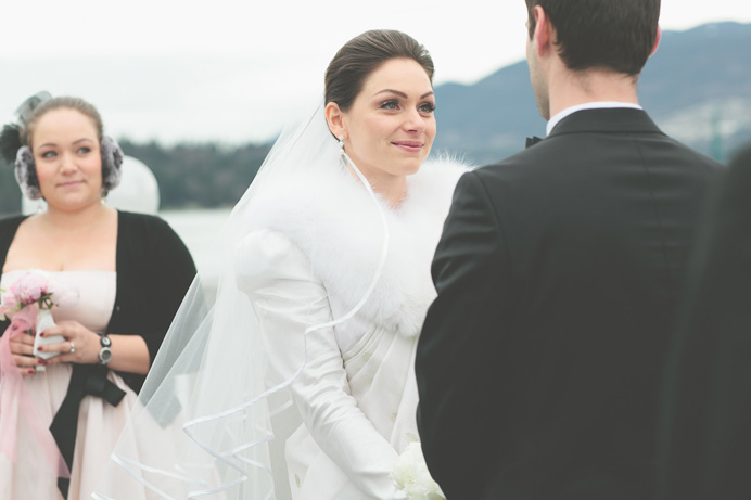 Wedding ceremony Brockton Point Stanley Park Tea House in Stanley Park Wedding on New Years Day | Linnie + Nico