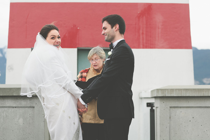 Wedding ceremony Brockton Point Stanley Park Tea House in Stanley Park Wedding on New Years Day | Linnie + Nico