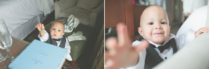 Bride getting ready at the Westin Bayshore Hotel Tea House in Stanley Park Wedding on New Years Day | Linnie + Nico