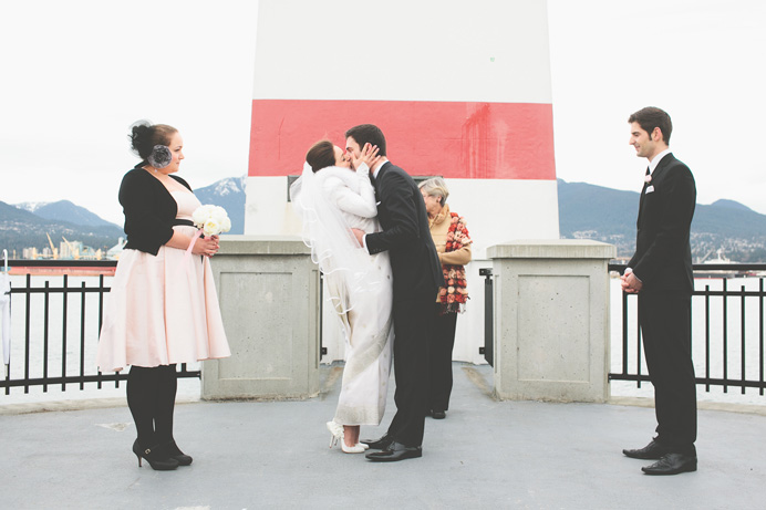 Wedding ceremony Brockton Point Stanley Park Tea House in Stanley Park Wedding on New Years Day | Linnie + Nico