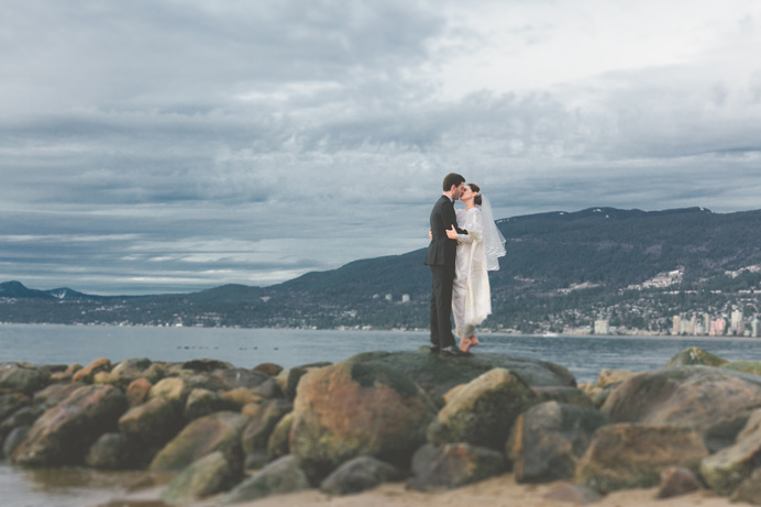 Stanley Park beach Tea House in Stanley Park Wedding on New Years Day | Linnie + Nico