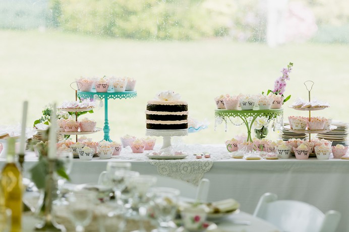 Dessert table at vintage wedding