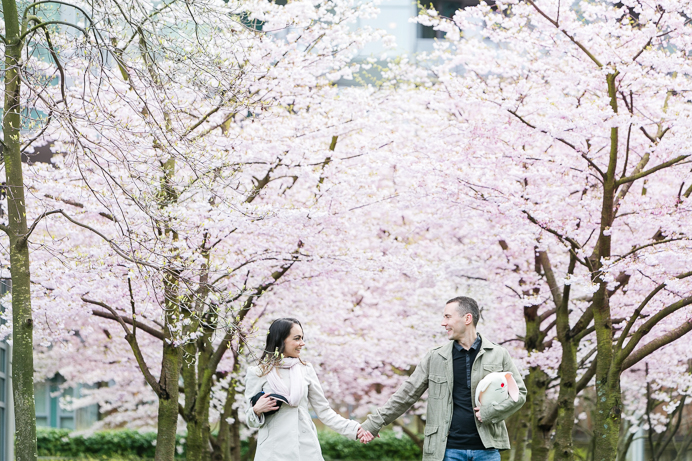 cherry blossom engagement Vancouver